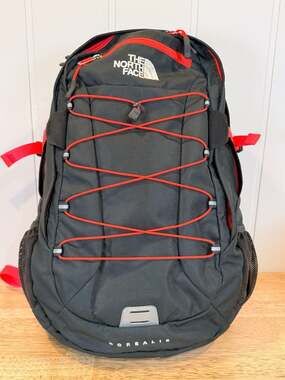 The North Face Borealis Backpack Dark Grey Pink